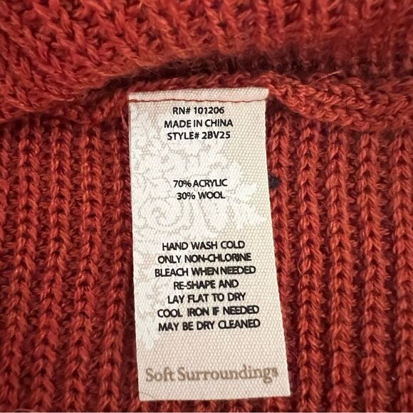 Soft Surroundings Sweater Knit Car Coat Longline Cardigan Open Front Rust Small - Picture 6 of 9